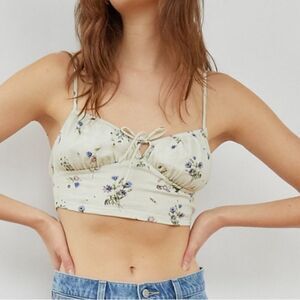 ARITZIA Sunday Best Darcy Tank Crop Floral Smocked Bustier- Size Small